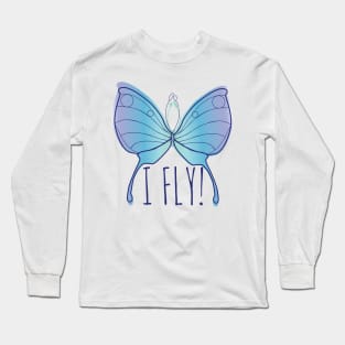 Butterfly Blue Long Sleeve T-Shirt